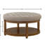 Grande table basse de 32,5 po de largeur avec tablettes en bois rembourrées et revêtues de lin rond, pour l'intérieur et l'extérieur, L 32,5 po x l 32,5 po H 18 po, facile à assembler en 5 minutes-357523466