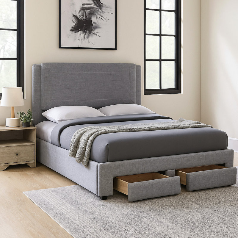 Lit plateforme avec rangement Mullican, Complet/Double