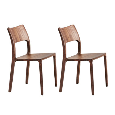 Simple Walnut Solid Wood Backrest Dining Chairs