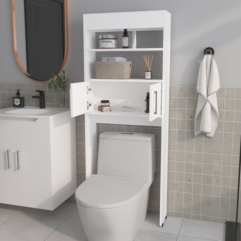 2-Door Bathroom Storage Cabinet With Open Shelves