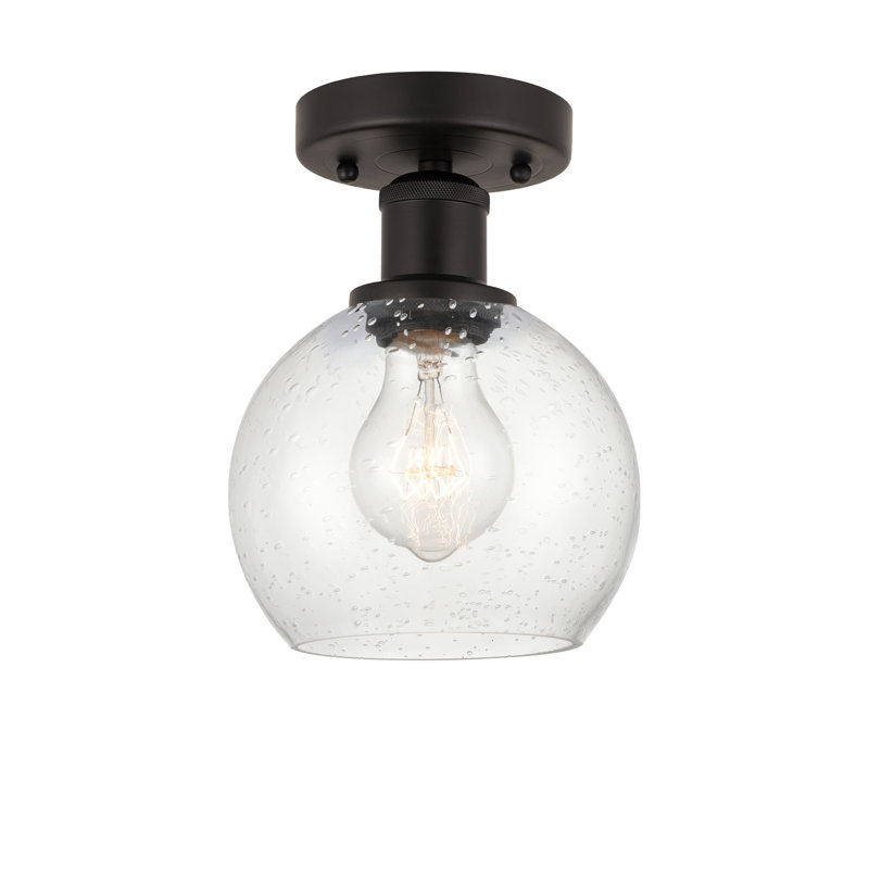 Glass Semi Flush Mount, 8" H x 6" W x 6" D, Oil Rubbed Bronze, Seedy
