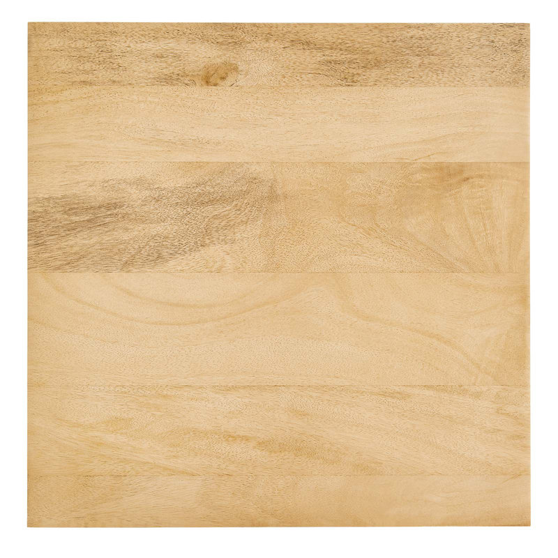 Zora Oak Wood and Black Metal Square Side Table