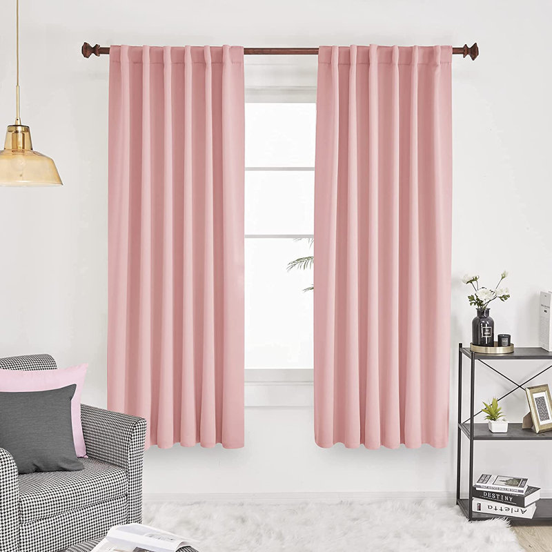 Harue Curtain Pair, 52" W x 72" L, Coral Pink
