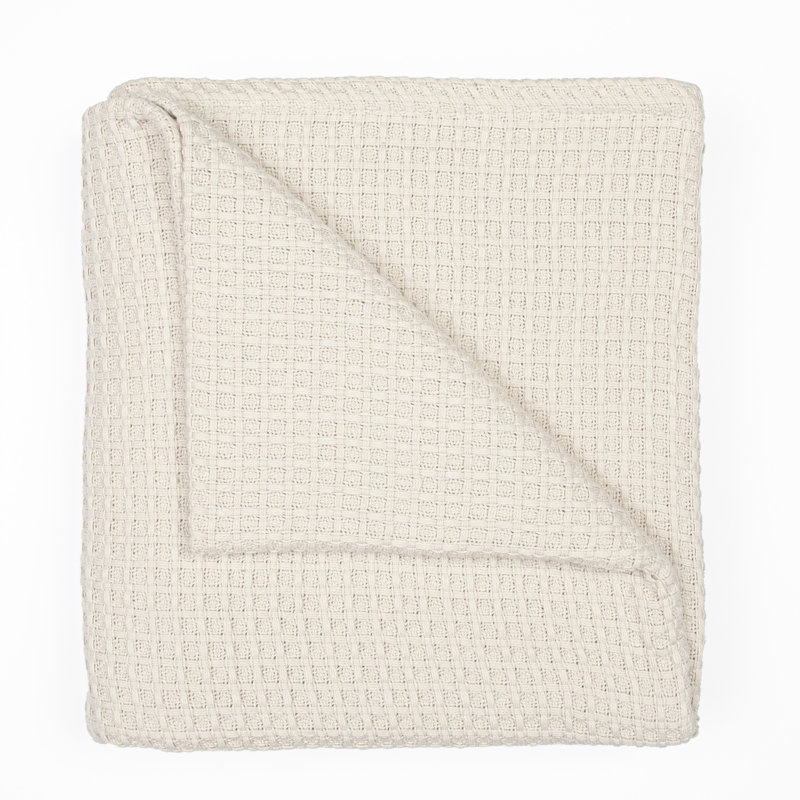 Couverture en coton Waffle Weave, Beige, Simple