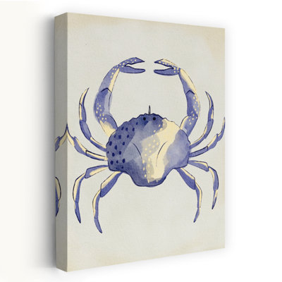 Aquarelle, crabe bleu, crabe minimaliste, art mural côtier