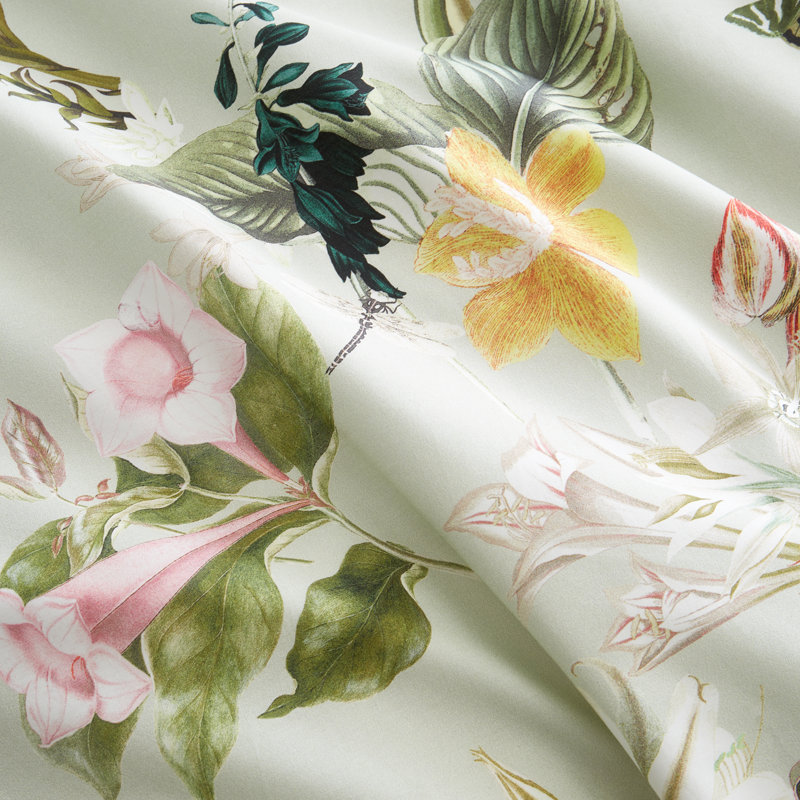 Exotic Floral 200 Thread Count Cotton Reversible D Cotton Duvet Cover Set, King Duvet Cover + 2 Standard Pillowcases