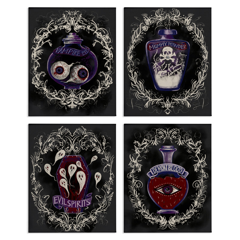 Ensemble de toiles 4 pièces Spooky, H 20 po x l 64 po
