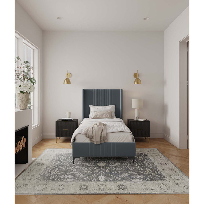 Lit simple tapissier Promenade, gris, Simple