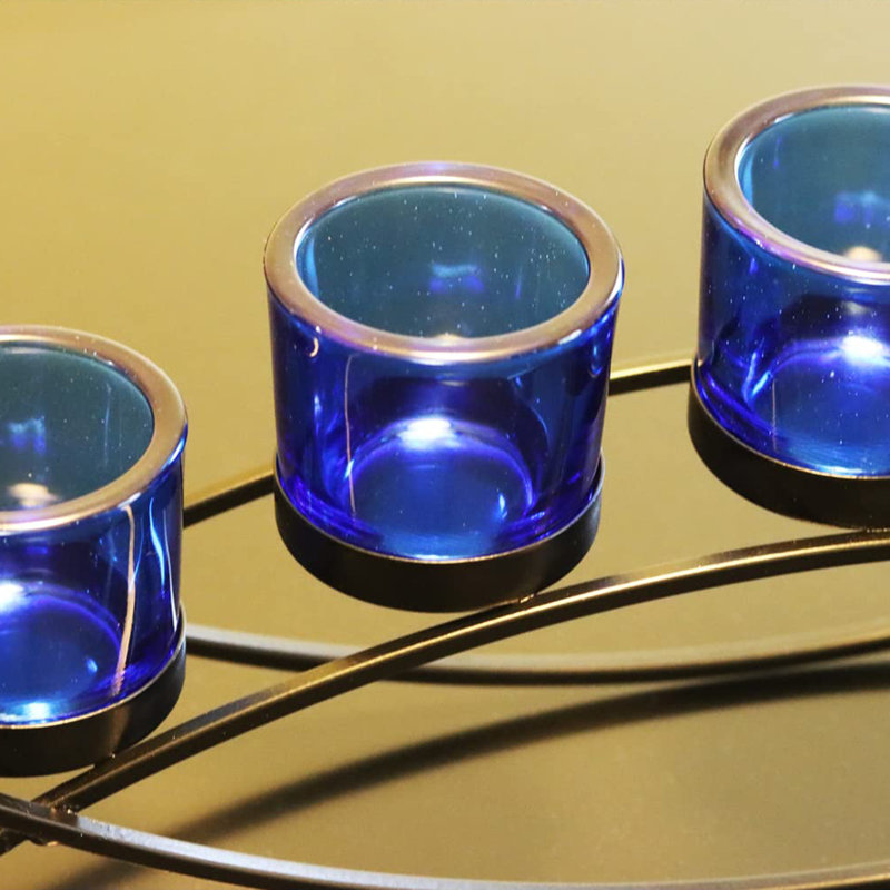 Porte-bougie moderne de 5 tasses pour la décoration intérieure, Bleu