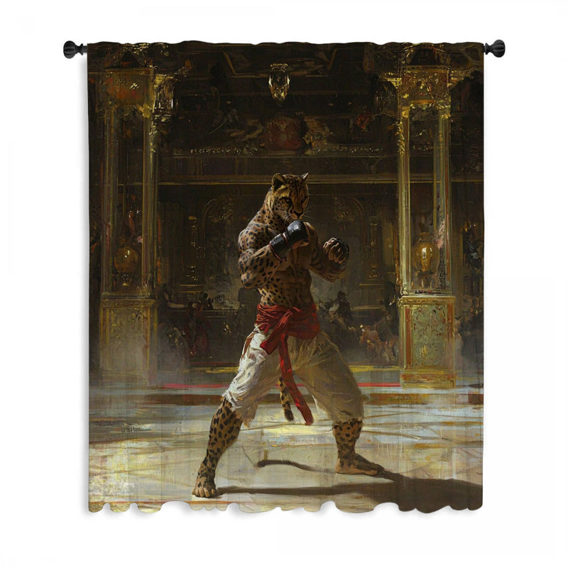 Rideaux de fenêtre Boxing Leopard, L 50 po x L 84 po