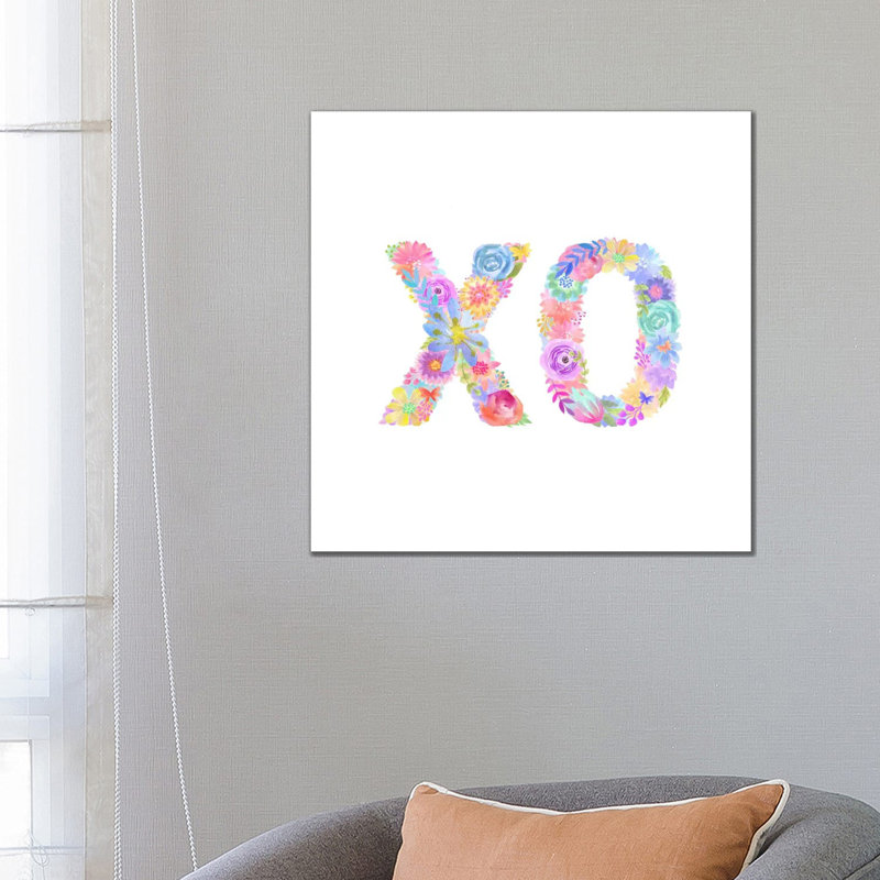 Floral XO by Stephanie Corfee - Gallery-Wrapped Canvas Giclée on Canvas, 66.04 cm H x 66.04 cm W x 1.91 cm D, Canvas