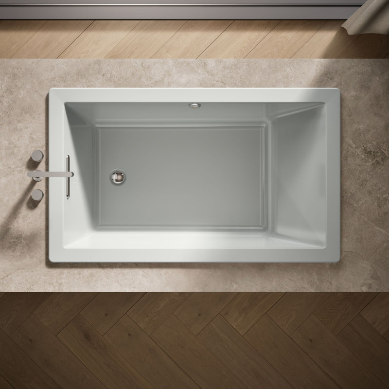 Underscore 60" x 36" Drop In Whirlpool Acrylic Bathtub with Heater, Ice Grey