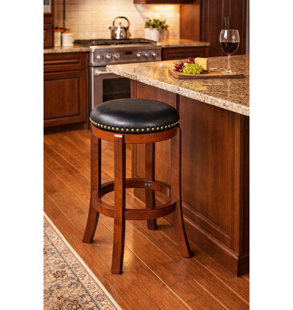 Ameil Swivel Upholstered Counter Stool with Solid Wood Frame Lark Manor™ 