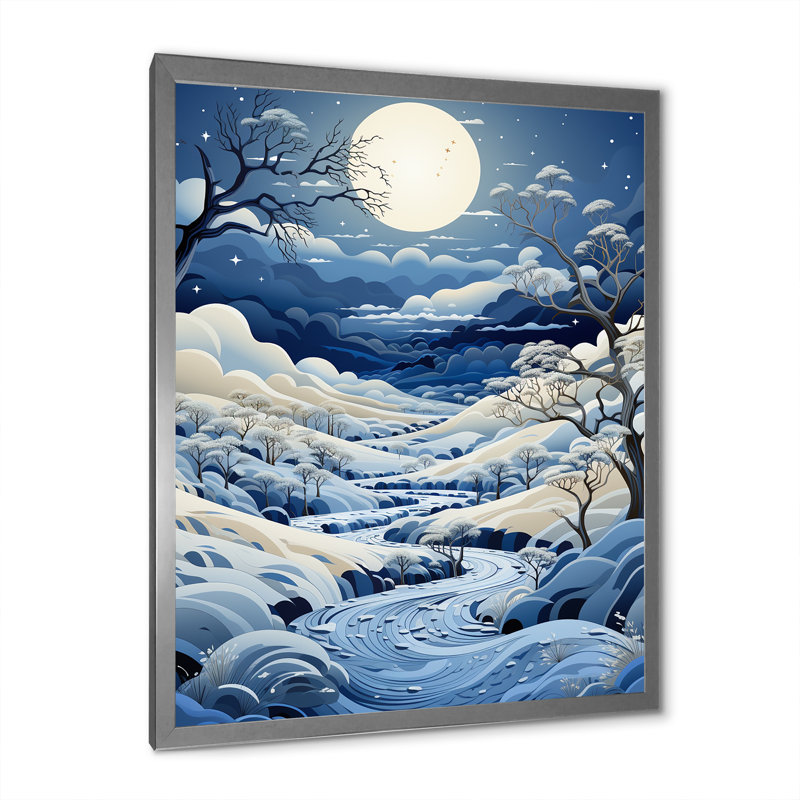 Snow Winters Moon Solitude I - impression, Cadre photo argenté, H 44 po x l 34 po x P 1,5 po