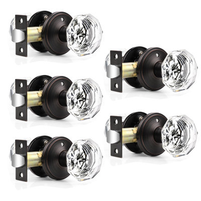 Crystal Privacy Door Knobs Keyless Lock with Round Rosette