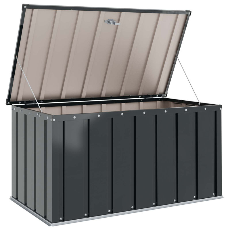 VidaXL 101cm W 300L Steel Lockable Cabinet Deck Box in Black