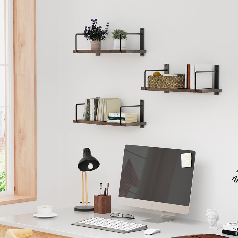 Floating Shelves for Wall Set of 3, Brown