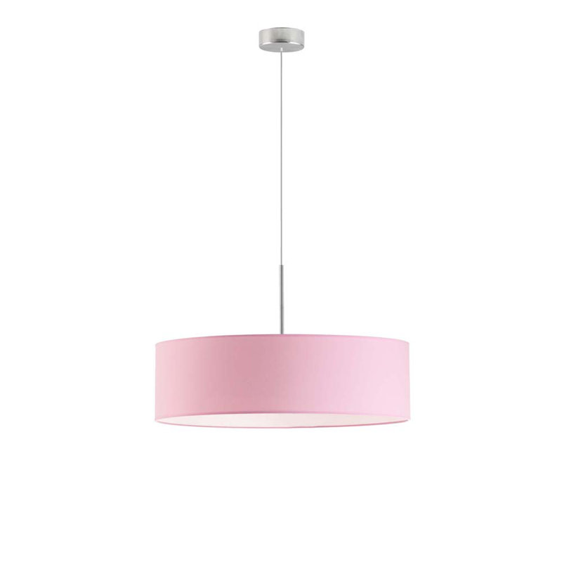 Aubrionna 4 - Light Drum Pendant, Brushed Steel, Light Pink