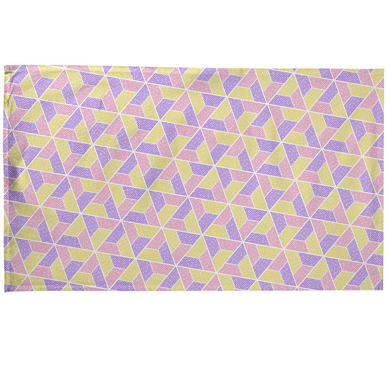 Serviette à thé trapézoïdals Mcguigan, Polyester sergé, Rose / Mauve / Jaune