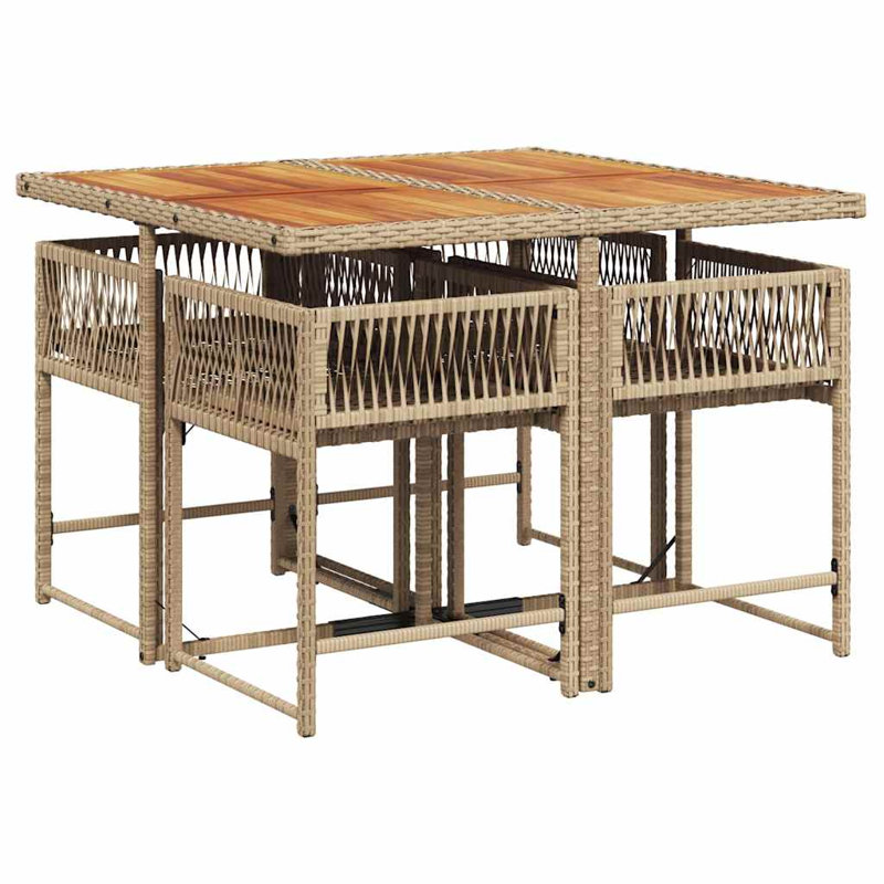 Patio Dining Set with, 73cm H x 110cm W x 106cm D, Beige, 4