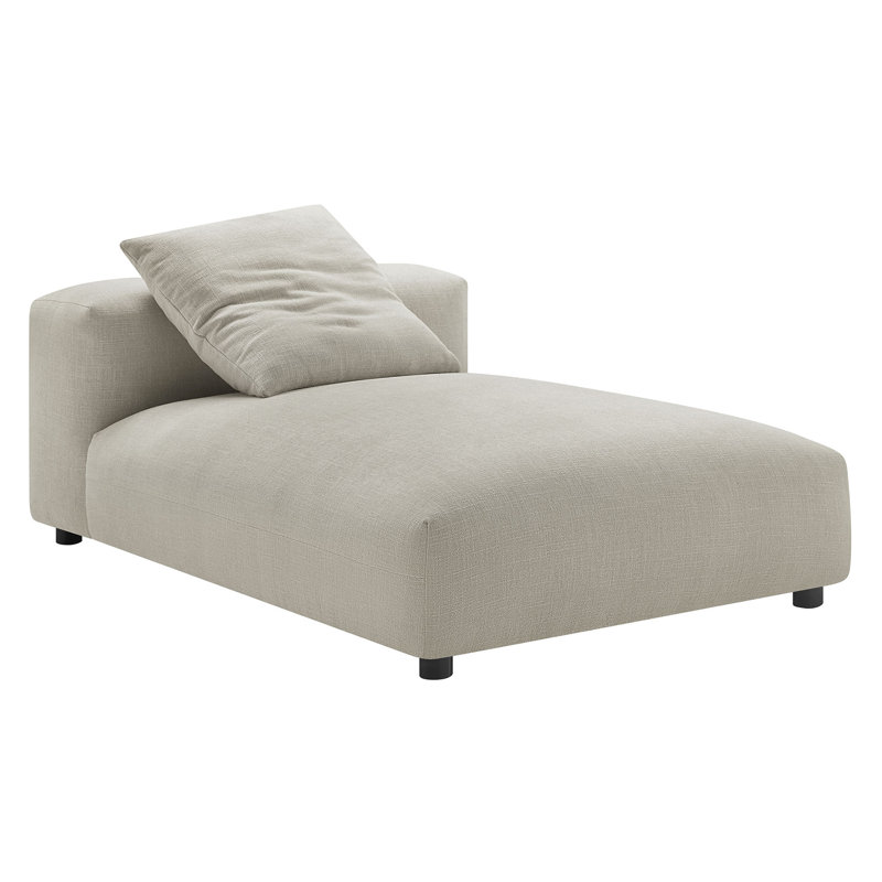 Chaise longue modulaire rembourrée en tissu Solace, Lin