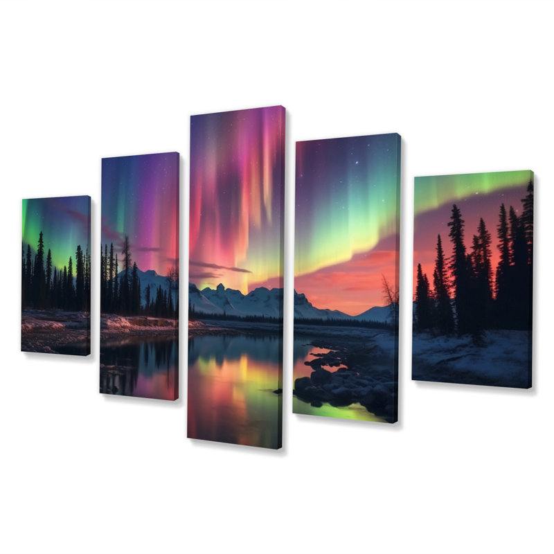 Yukon Dream Aurora I - reproduction d'art sur toile canadienne - 5 panneaux
