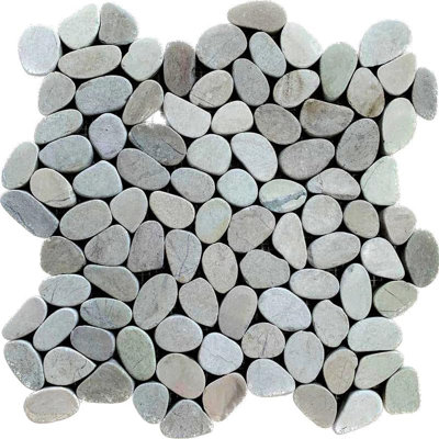 CNK Tile White Small Sliced Pebble Tile