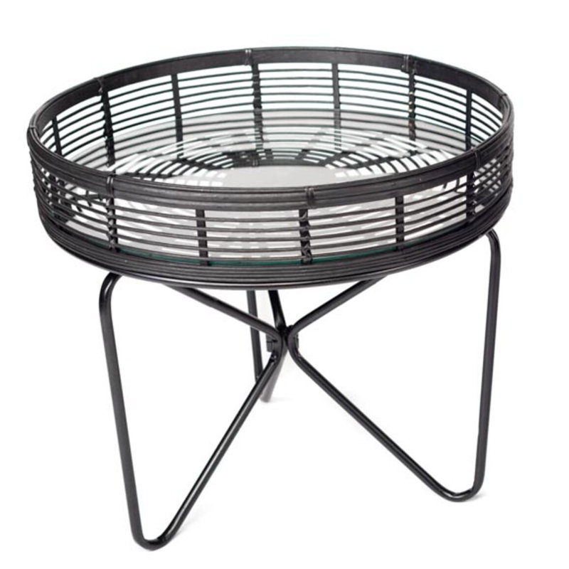Downer Glass Top Abstract End Table, 49cm H x 57cm W x 57cm D