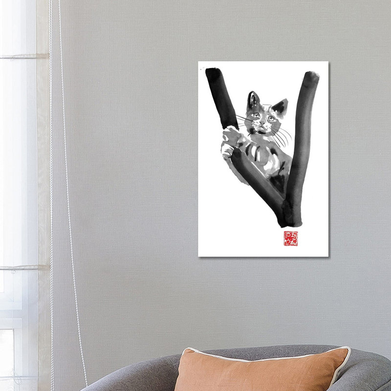 Cat In Tree by Péchane - Painting on Canvas, Wrapped Canvas, 66.04 cm H x 45.72 cm W x 1.91 cm D