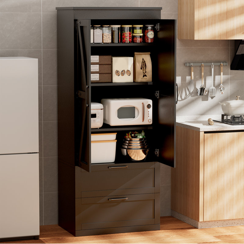 Armoire de cuisine de 71 po de hauteur, armoire de rangement avec tablette réglable et tiroirs pour la cuisine et le salon