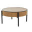 Table de bout en bois à lattes fabriquée à la main avec pieds noirs-1917371479