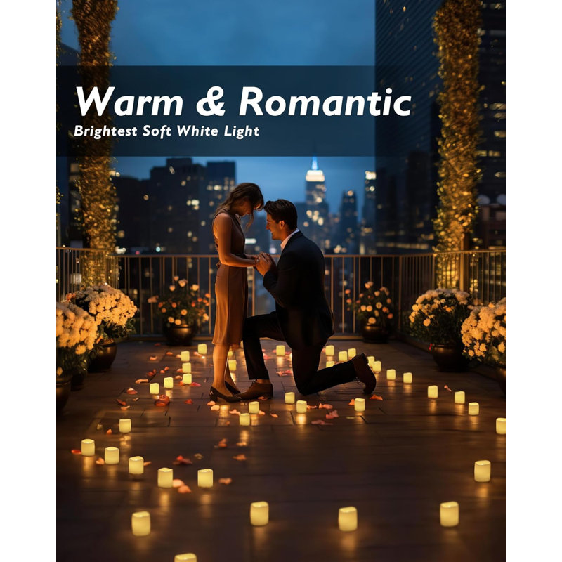 24pack Flickering Flameless Votive Candles, 200+hour Electric Fake Candles, Battery Operated Led Tealight For Wedding Decor, Outdoor, Table, Festival (warm White,battery Included)