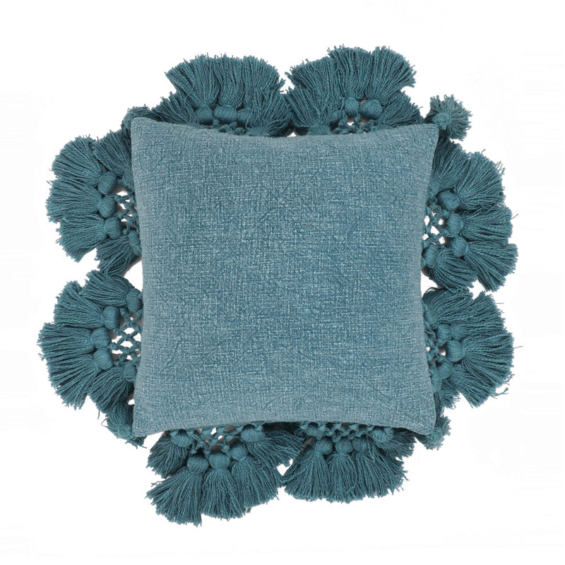 Housse et insert de coussin décoratif en coton Stone Stone, Bleu denim
