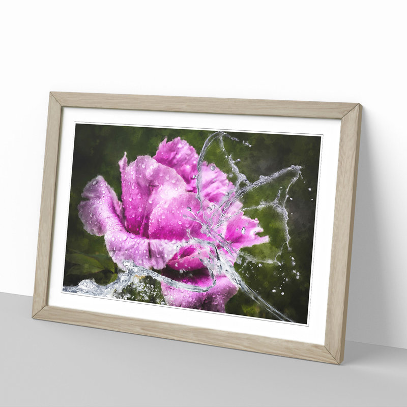 Purple Peony Flower Vol.2 - Picture Frame Painting, 36cm H x 48cm W x 2cm D, Oak Framed