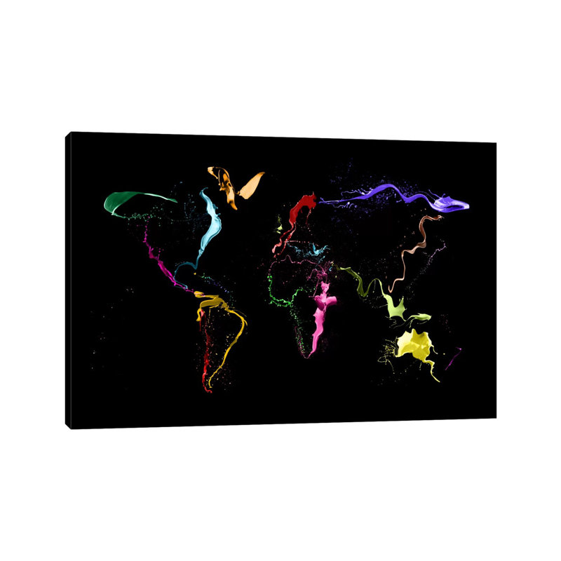 World Map (Abstract Paint) II by Michael Tompsett - Wrapped Canvas Painting, 66.04 cm H x 45.72 cm W