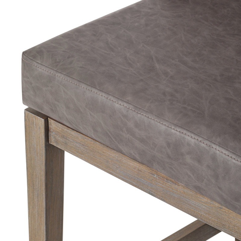Maven Lane Vienna Swivel Stool with Faux Leather Upholstery, Counter Stool (26” Seat Height), Reclaimed Oak