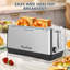 Grille-pain 4 tranches en acier inoxydable Plumchef, fentes extra larges pour bagels et gaufres, contrôle à 6 teintes avec dégivrage et réchauffage