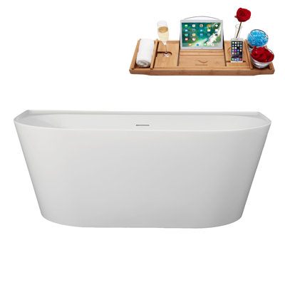 Baignoire autoportante 63 "avec drain interne Streamline