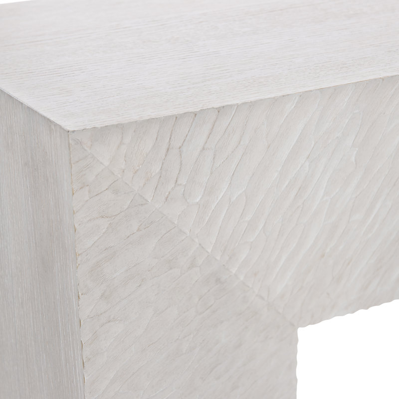 Off-White Rectangular Wood Console Table with Textured Surface
