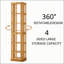Tour de bibliothèque rotative, bibliothèque pivotante à 360 °, support de rangement en bambou à 6 niveaux pour les livres et la décoration, rangement compact pour la maison et le bureau