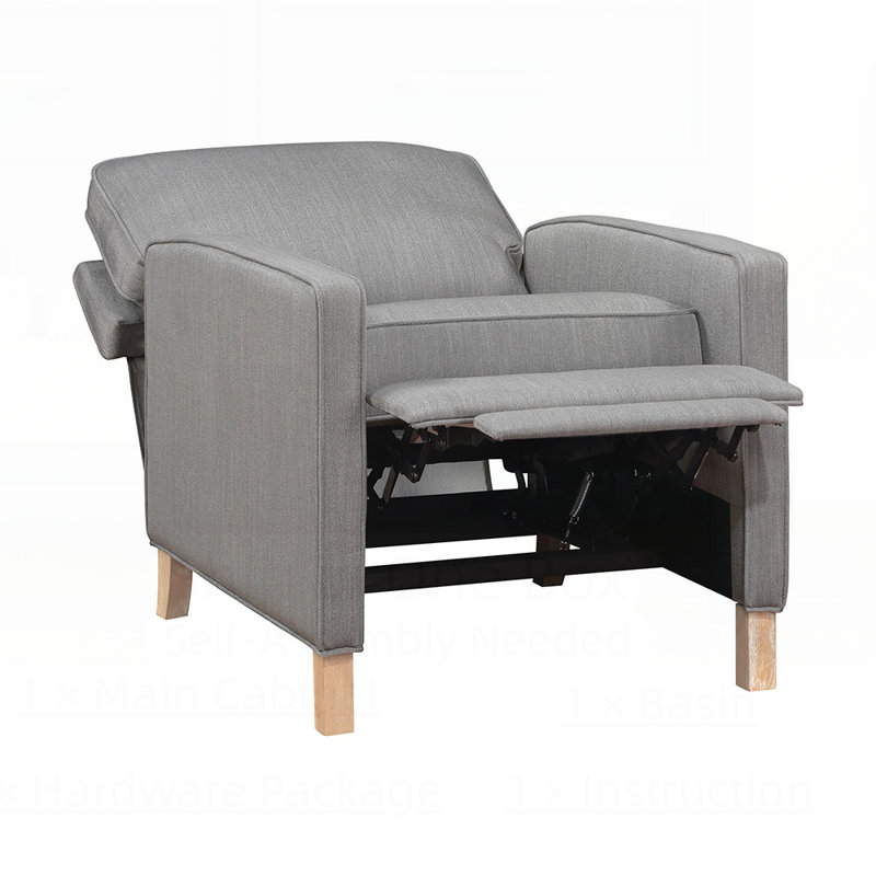Chaise inclinable classique classique avec dossier en bois massif, mousse haute densité et revêtement en tissu texturé pour plus de confort et de durabilité.