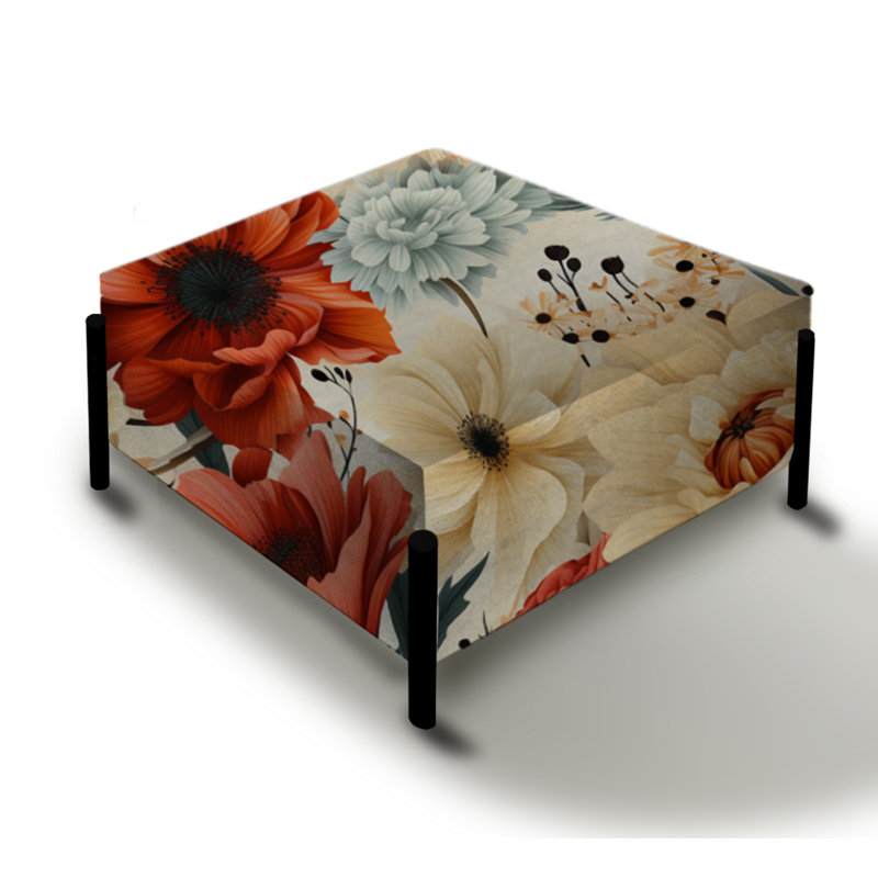 Élégant repose-pieds carré beige Dittman Monson