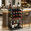 Support à vin autoportant à 5 niveaux avec porte-verres à pied, armoire de bar d'angle pour le rangement des bouteilles d'alcool et présentoir dans le bar, la cuisine ou le salon