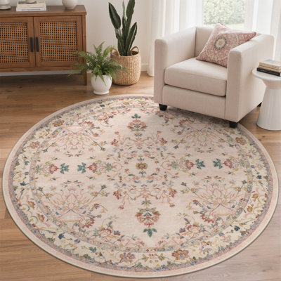 Tapis beige lavable à la machine avec envers antidérapant Abadou