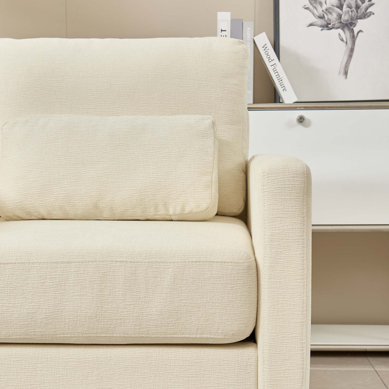 Chaise d'appoint moderne, fauteuil rembourré en chenille, Beige