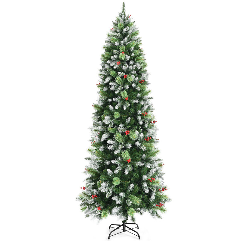 Arbre de Noël élancé vert et baies, 7.5'