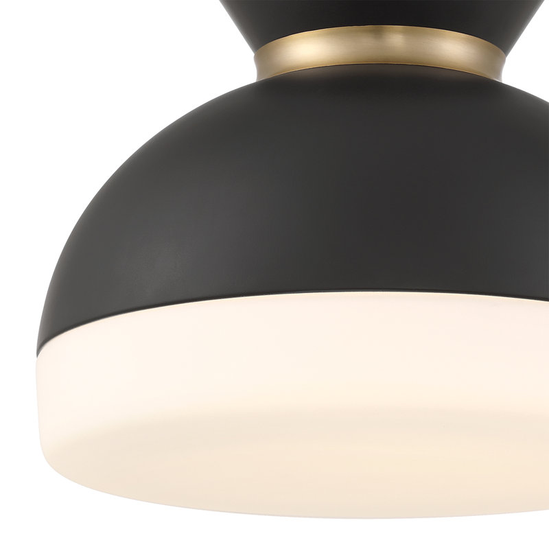 Brian Patrick Flynn Linneus 15'' Matte Black + Vibrant Gold Flush Mount, Black