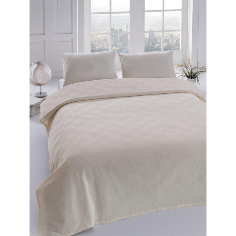 Couvre-lit / couvre-lit 100% coton Sebeka, Crème