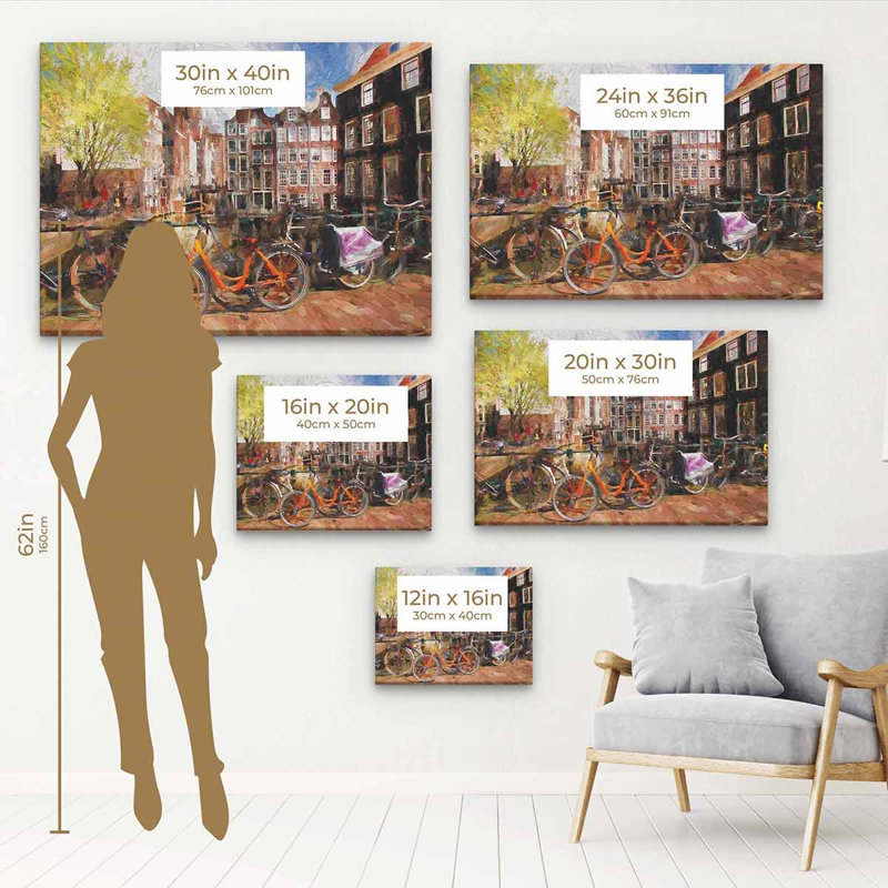 " Amsterdam " Painting Print, 16" H x 20" W, Black Framed