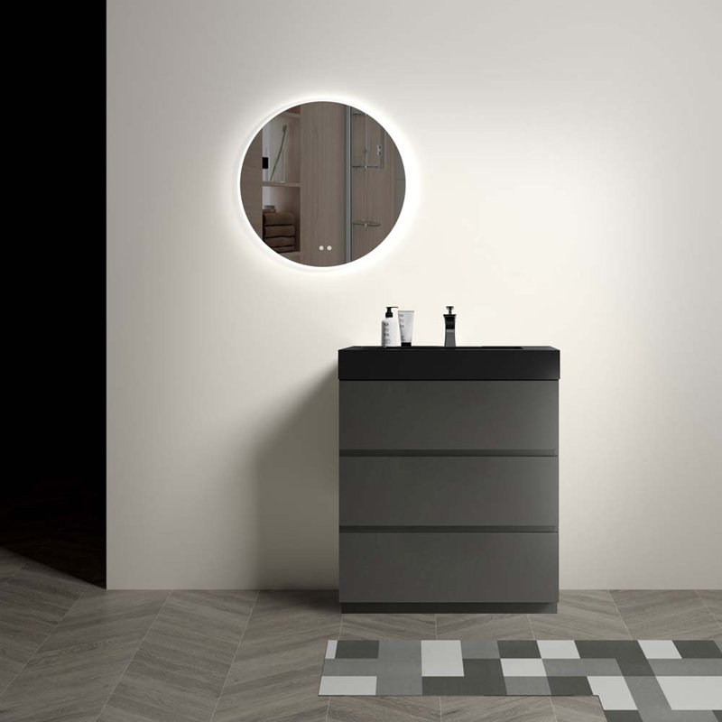 Ensemble de meuble-lavabo simple 30 po, Noir / gris